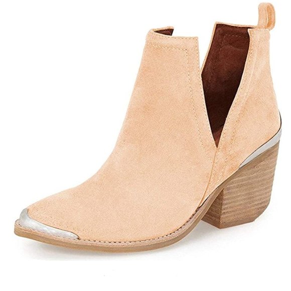 YDN Shoes - YDN Ankle Booties Low Heel Faux Suede Stacked Boot